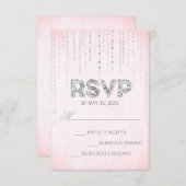Rosa und Silberne Glitzer sehen Hochzeitssache RSV RSVP Karte (Vorne/Hinten)