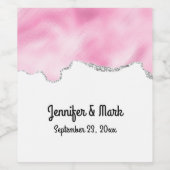 Rosa und silberne Imitate Glitzer Border Stilvoll Weinetikett (Einzelnes Label)