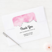 Rosa und Silberne Imitate Glitzer Border Stilvolle Quadratischer Aufkleber (Umschlag)