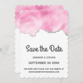 Rosa und Silberne Imitate Glitzer Border Stilvolle Save The Date (Vorne/Hinten)