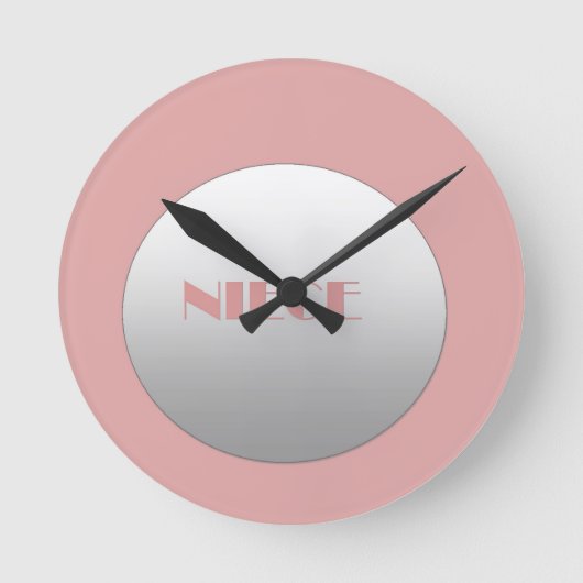 Rosa und Silberne Nichte Runde Wanduhr (Vorderseite)