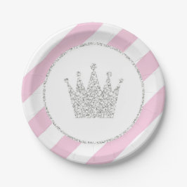 Rosa und silberne Princess Crown Party Teller