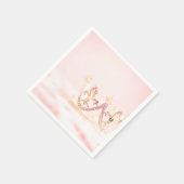 Rosa und silberne Prinzessenkrone Serviette (Ecke)