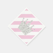 Rosa und silberne Prinzessenkronen Napkins Serviette (Ecke)