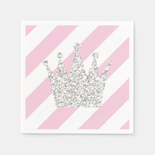 Rosa und silberne Prinzessin Crown Napkins Serviette
