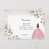 Rosa und silberne Quinceanera-Rsvp-Karten auf Span RSVP Karte (Vorne/Hinten)