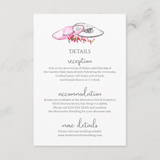 Rosa und silberne Sombreros mit floralen Akzenten Begleitkarte (Vorderseite)