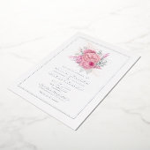 Rosa und silberne tropische Blumenfolie Folieneinladung (Gedreht)