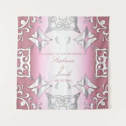 Rosa und silberne Vintage antike Hochzeit Wandteppich (Vorderseite)