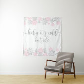 Rosa und Silberne Winterschneeflocken Wandteppich (Beispiel)