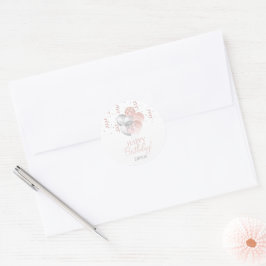 Rosa und Silberner Geburtstag  Runder Aufkleber