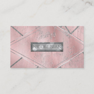 Rosa und silberner Satin Glamour Chic Salon Stil Visitenkarte