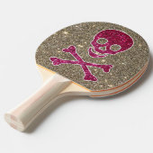 Rosa und silbernes Schädel-GlitzerPing Pong Paddel Tischtennis Schläger (Vorderseite)