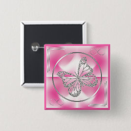 Rosa und Silberschmetterling und unendliche Zeiche Button