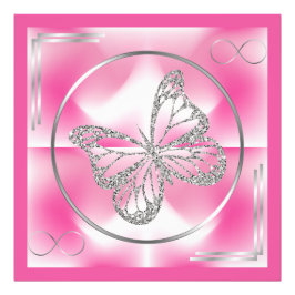 Rosa und Silberschmetterling und unendliche Zeiche Fotodruck