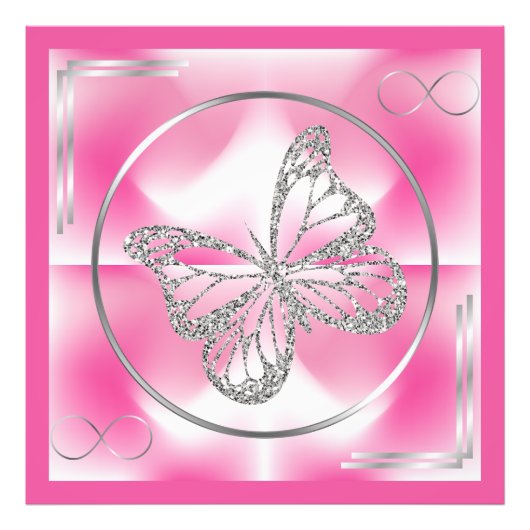 Rosa und Silberschmetterling und unendliche Zeiche Fotodruck (Vorne)