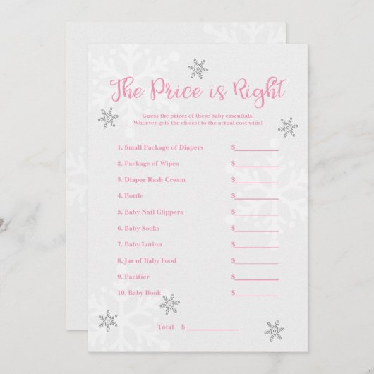 Rosa und Silberschneeflocke Der Preis ist das rich Einladung (Vorne/Hinten)