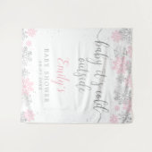 Rosa und Silberschneeflocken Girl Baby Dusche Wandteppich (Vorderseite (Horizontal))