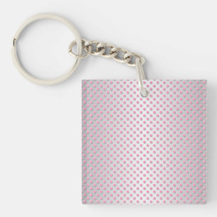 Rosa und silberweißes Polka-Punkte-Muster Schlüsselanhänger