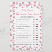 Rosa und Silver Baby Dusche sagte er sagte, sie sp (Vorne/Hinten)