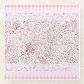 Rosa und Spitzen Glasuntersetzer (Vorderseite)