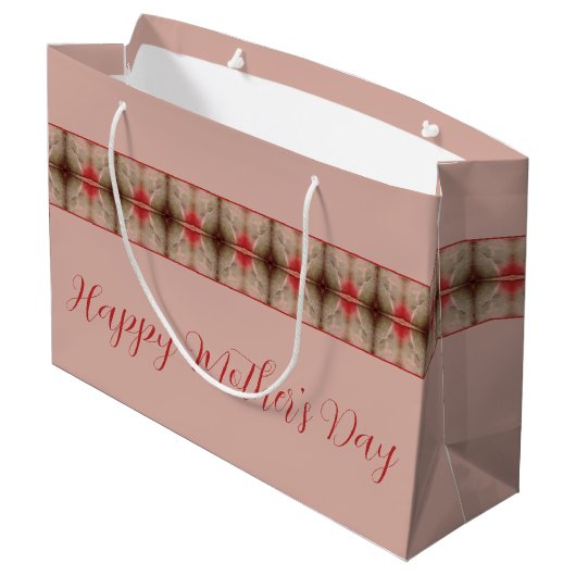 Rosa und Stall rot Große Geschenktüte (Rückseite Schrägansicht)