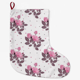Rosa und staubige lila Rose. Großer Weihnachtsstrumpf