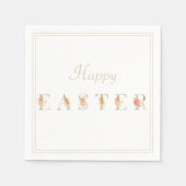 Rosa und Tan Floral Ostern Napkins Serviette (Vorderseite)