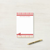 Rosa und Tan Retro Kariert Post-it Klebezettel (Auf Schreibtisch)