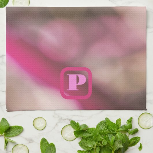 Rosa und Taupe Camouflage Abstrakt Chic Mit Monogr Geschirrtuch (Gefaltet)