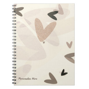 Rosa und Taupe Herzen Modern Chic Personalisiert Notizblock