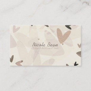 Rosa und Taupe-Herzen moderne, schicke Whimsy Visitenkarte