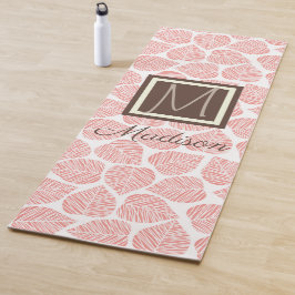 Rosa und Taupe Leaf Natural Trendy Monogram Yogamatte
