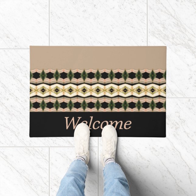 Rosa und Taupe mit Schwarz Fußmatte (Indoor)