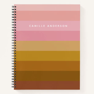 Rosa und Terracotta Boho Geometrische Streifen Nam Notizblock