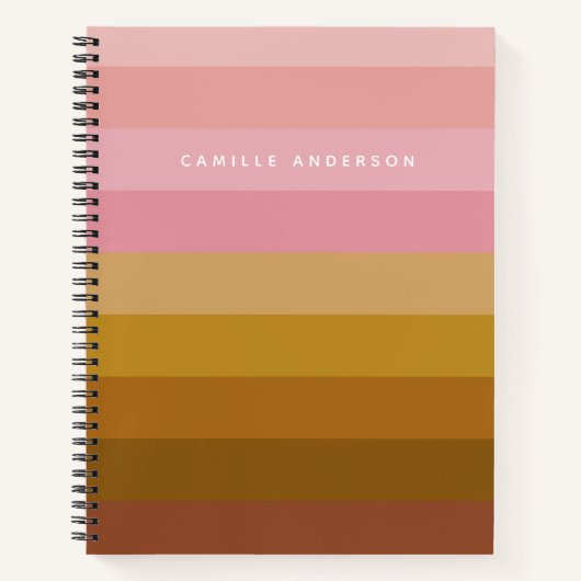 Rosa und Terracotta Boho Geometrische Streifen Nam Notizblock (Vorderseite)
