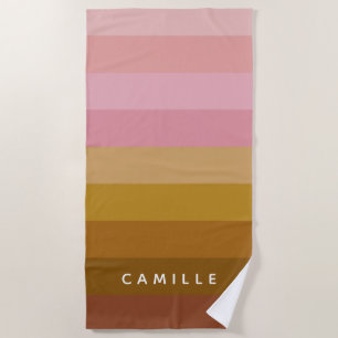 Rosa und Terracotta Boho Geometrische Streifen Nam Strandtuch