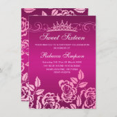 Rosa und Tiara Einladung zum Geburtstag (Vorne/Hinten)