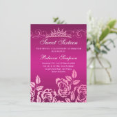 Rosa und Tiara Einladung zum Geburtstag (Stehend Vorderseite)