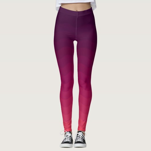 Rosa und tiefpurpurne Ombre Wellen Leggings (Vorderseite)