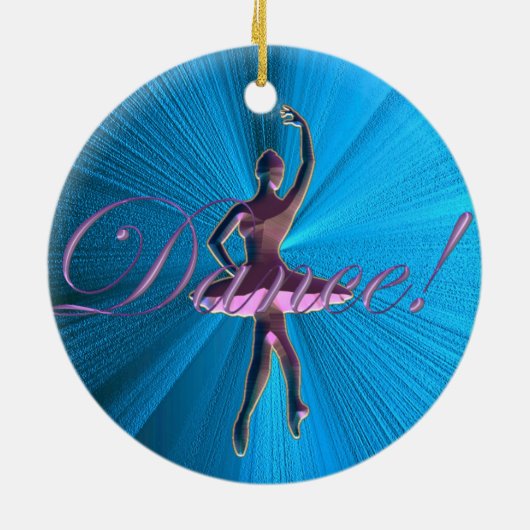 Rosa-und Türkis-Blau-Ballerina-Verzierung Keramikornament (Hinten)