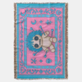 Rosa und Türkis Blauer Voodoo Decke (Vorderseite Vertikal)