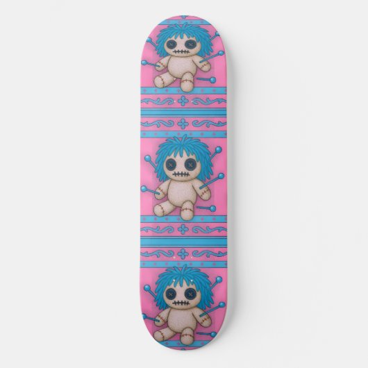Rosa und Türkis Blauer Voodoo Skateboard (Vorderseite)