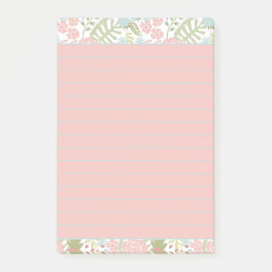 Rosa und Türkis floral Post-it Klebezettel