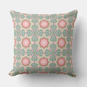 Rosa und Türkis Mandala Boho Kissen