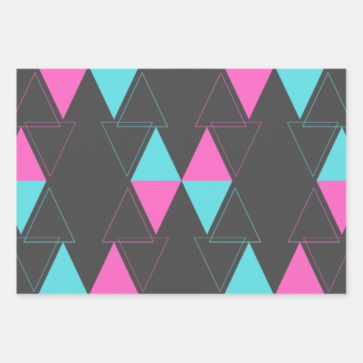 Rosa und Türkis Minimalistische Abstrakte Dreieck Geschenkpapier Set (Vorderseite 3)