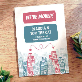 Rosa und türkis neue Adresse Cartoon Stadt Ankündigung