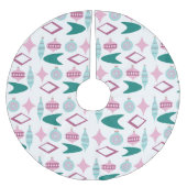 Rosa und Türkis Retro Weihnachtsschmuck Polyester Weihnachtsbaumdecke (Vorderseite)