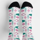 Rosa und Türkis Retro Weihnachtsschmuck Socken (Oben)