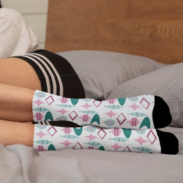 Rosa und Türkis Retro Weihnachtsschmuck Socken